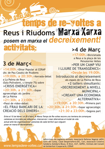 La Marxa pel Decreixement arriba a Riudoms i Reus