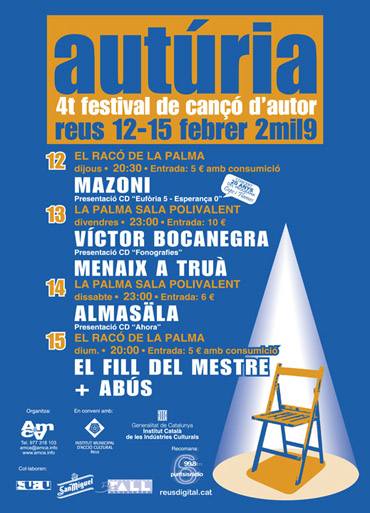 4a edició d'Autúria, festival de cançó d'autor, a Reus